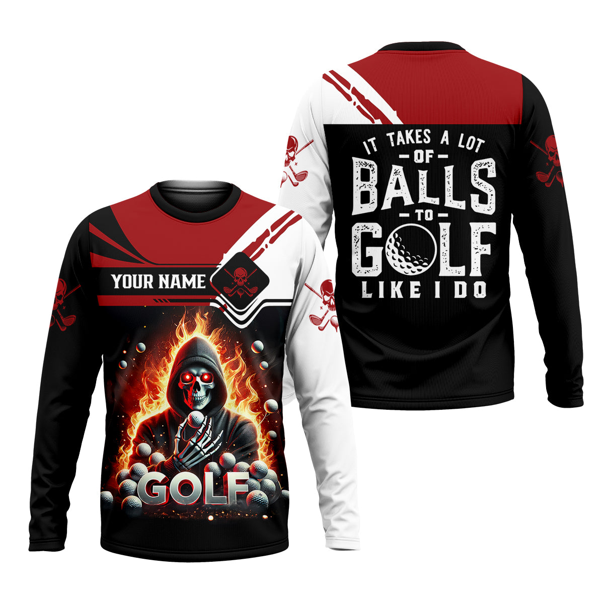 It Takes A Lot of Balls to Golf Like I Do Custom Funny Skull Golf Polo Shirtad Golf Gifts
