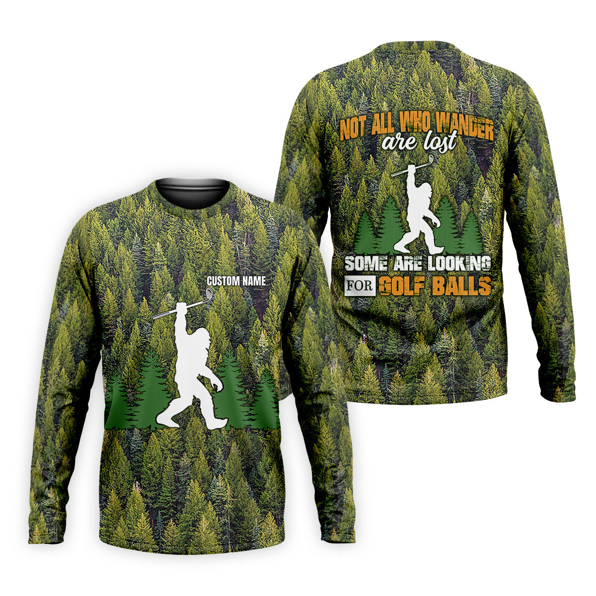 Not All Who Wander Are Lost Custom Men's Golf Polo ShirtBigfoot Golf Shirt, Dad Golf Gift
