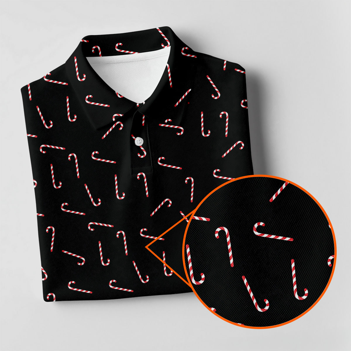 Christmas Candy Cane Women Golf Top, Christmas Golf Shirt, Black Golf Polo ShirtGolf Gift For Ladies