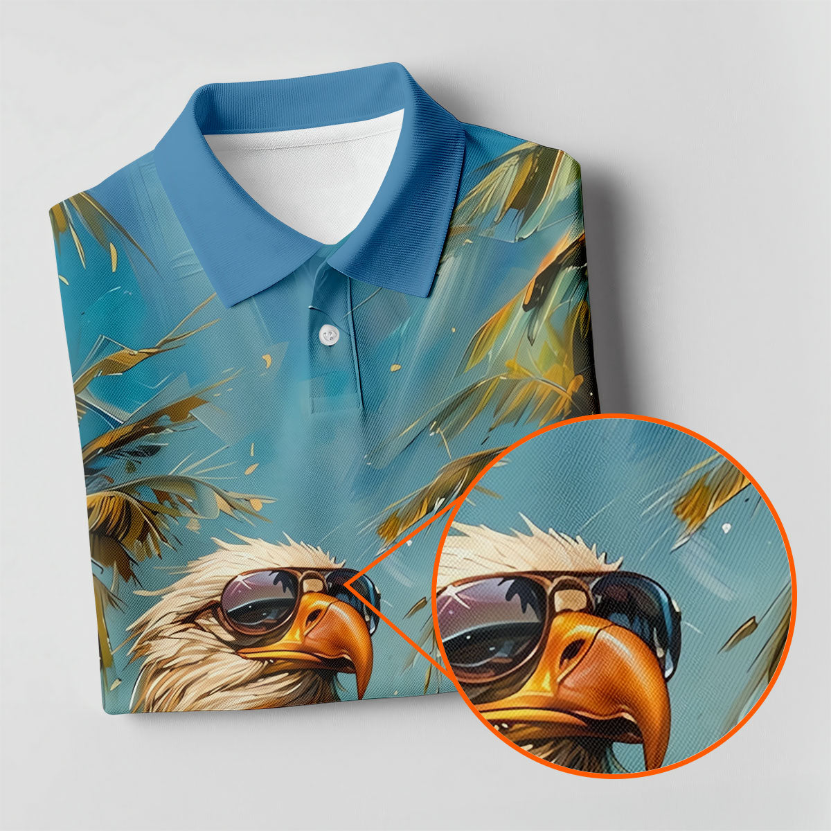 Cool Bald Eagle Tropical Vacation Hawaiian Golf Shirt, Vibrant Color Golf Shirts For Men