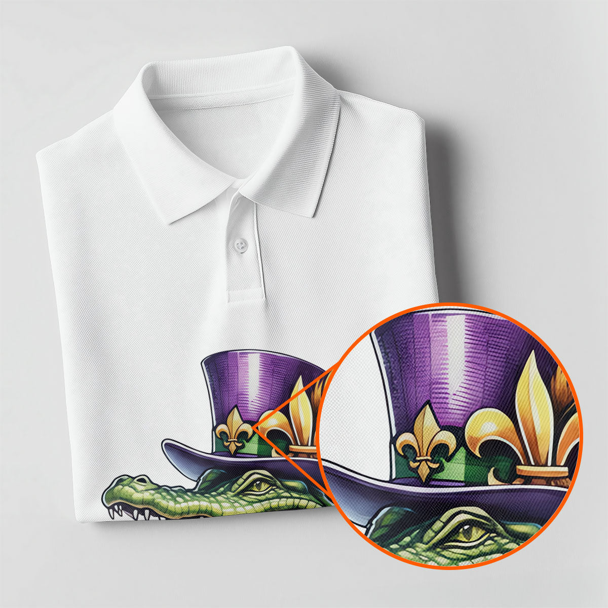 Mardi Gras Alligator Playing Saxophone White Golf Shirt, Women's Golf Tops, Ladies Golf Shirt