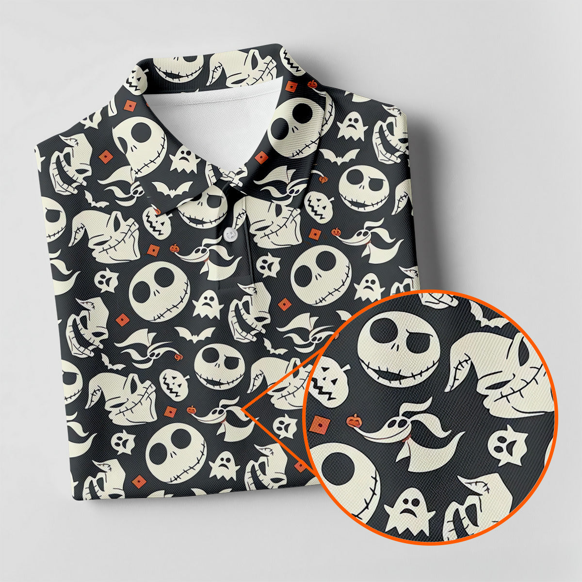 Nightmare Skull Golf Tops For Men, Horror Pattern Polo ShirtFor Men, Halloween Golf Shirt