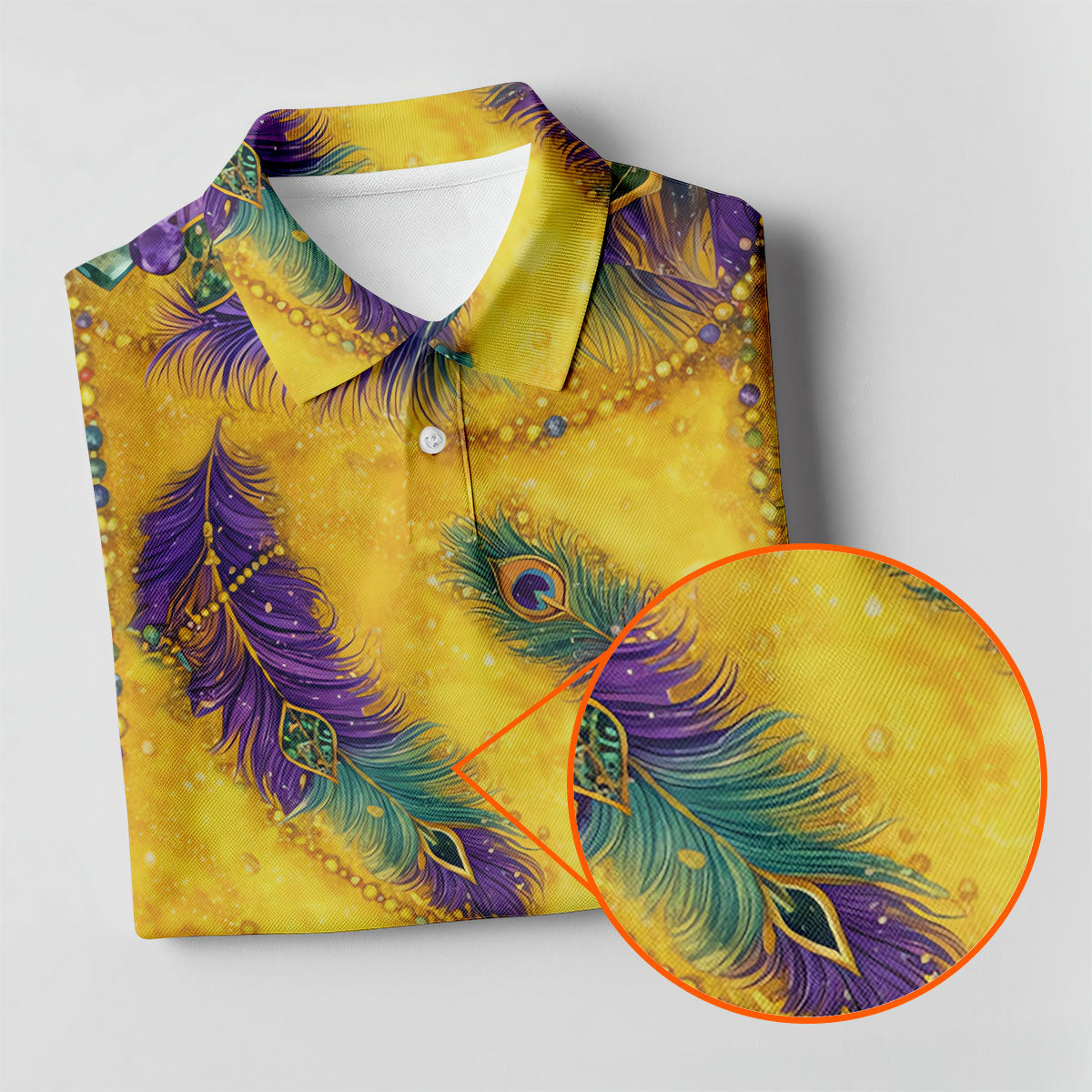Mardi Gras Day Gradient Art Feather Print Retro Men's Golf Polo Shirt Golf Shirts For Men