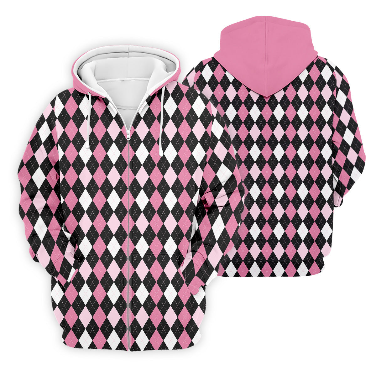 Black Pink Argyle Men's Golf Polo ShirtGolf Gift For Men, Golfing Apparel, Matching Golf Shirt