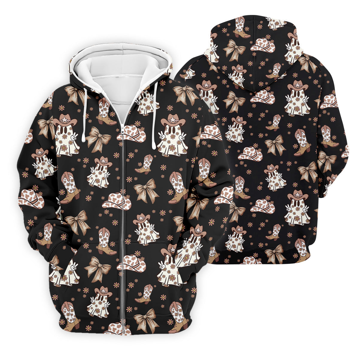 Coquette Halloween Cowboy Ghost Black Fun Golf Shirts For Men, Polo ShirtFor Men, Golfing Apparel