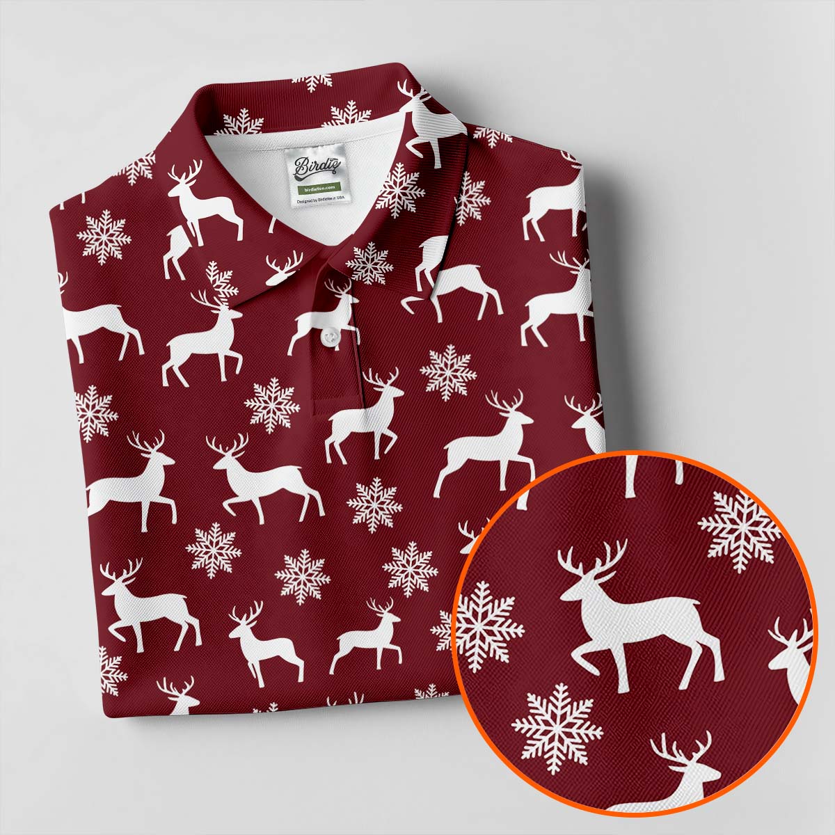 Reindeer Christmas Maroon Golf Shirt, Christmas Golf Shirt, Polo ShirtFor Men, Golf Shirts For Men
