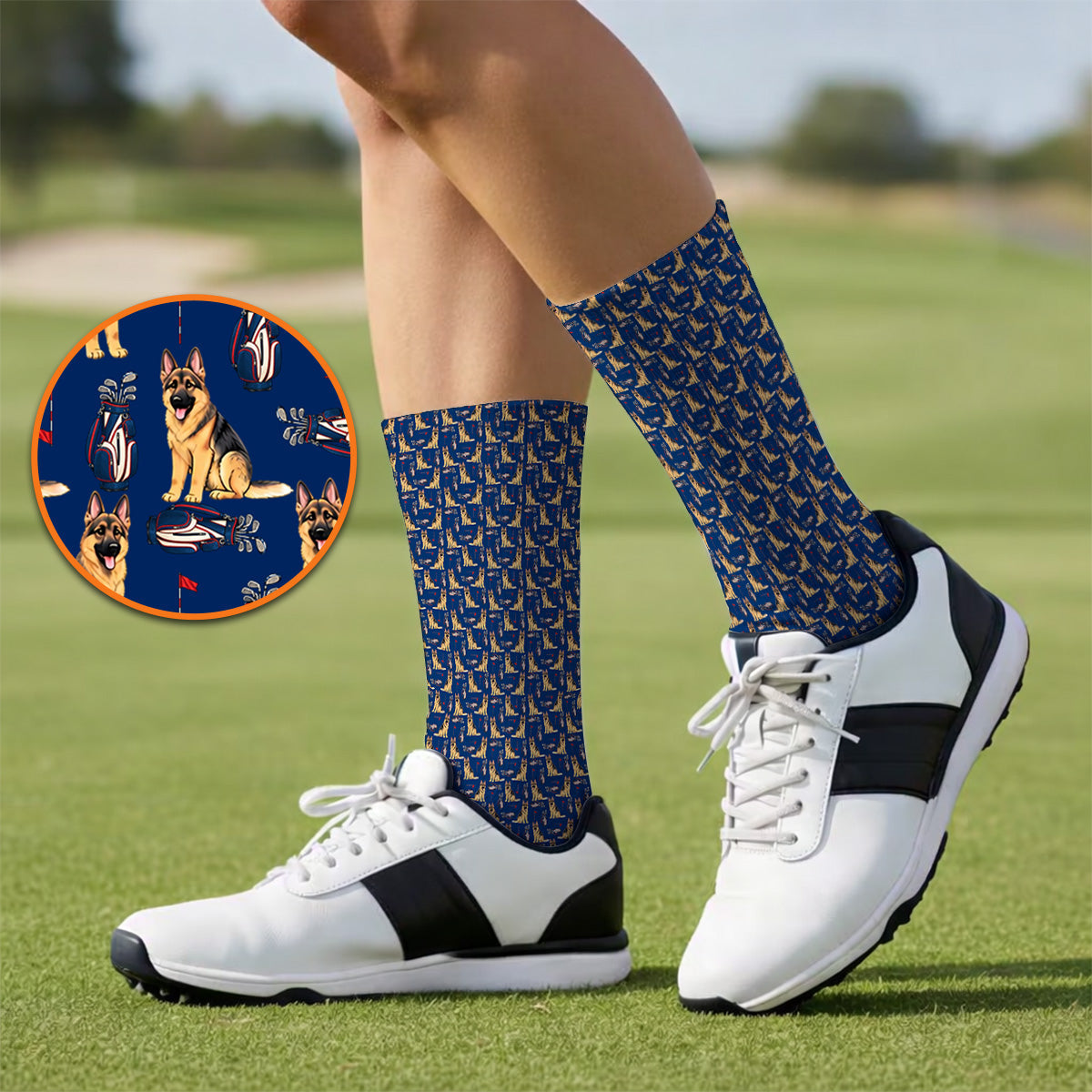 German Shepherd Golf Socks, Funny German Pattern Golf Sock, Golf Gift For Golfers