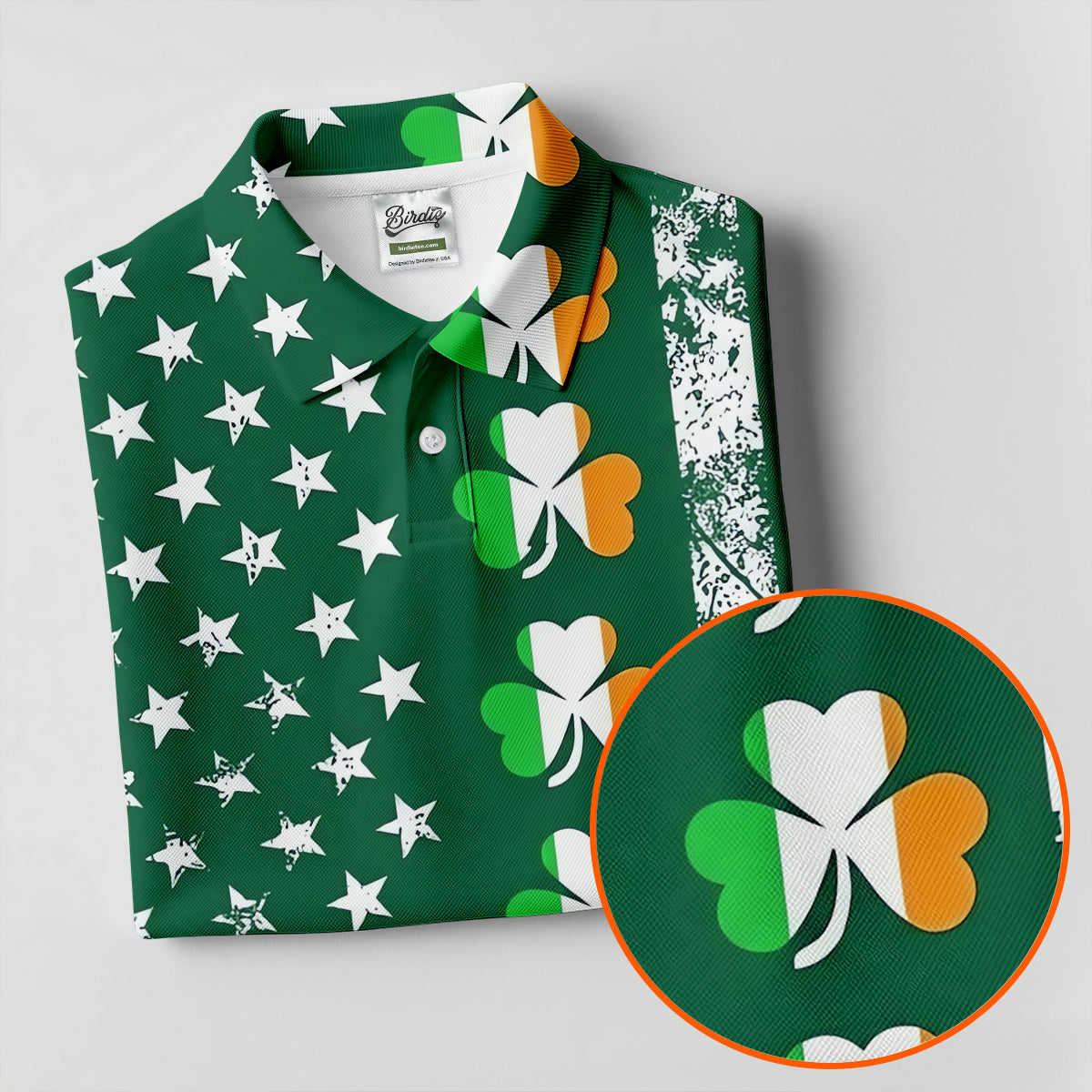 Irish Shamrock Vertical Stripes St Patrick's Day Golf Shirt, Polo ShirtFor Men, Golf Shirts For Men