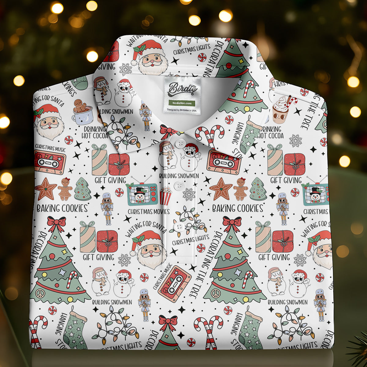 Tis The Season Santa Claus White Men's Golf Polo Shirtristmas Golf Shirt, Polo ShirtFor Men