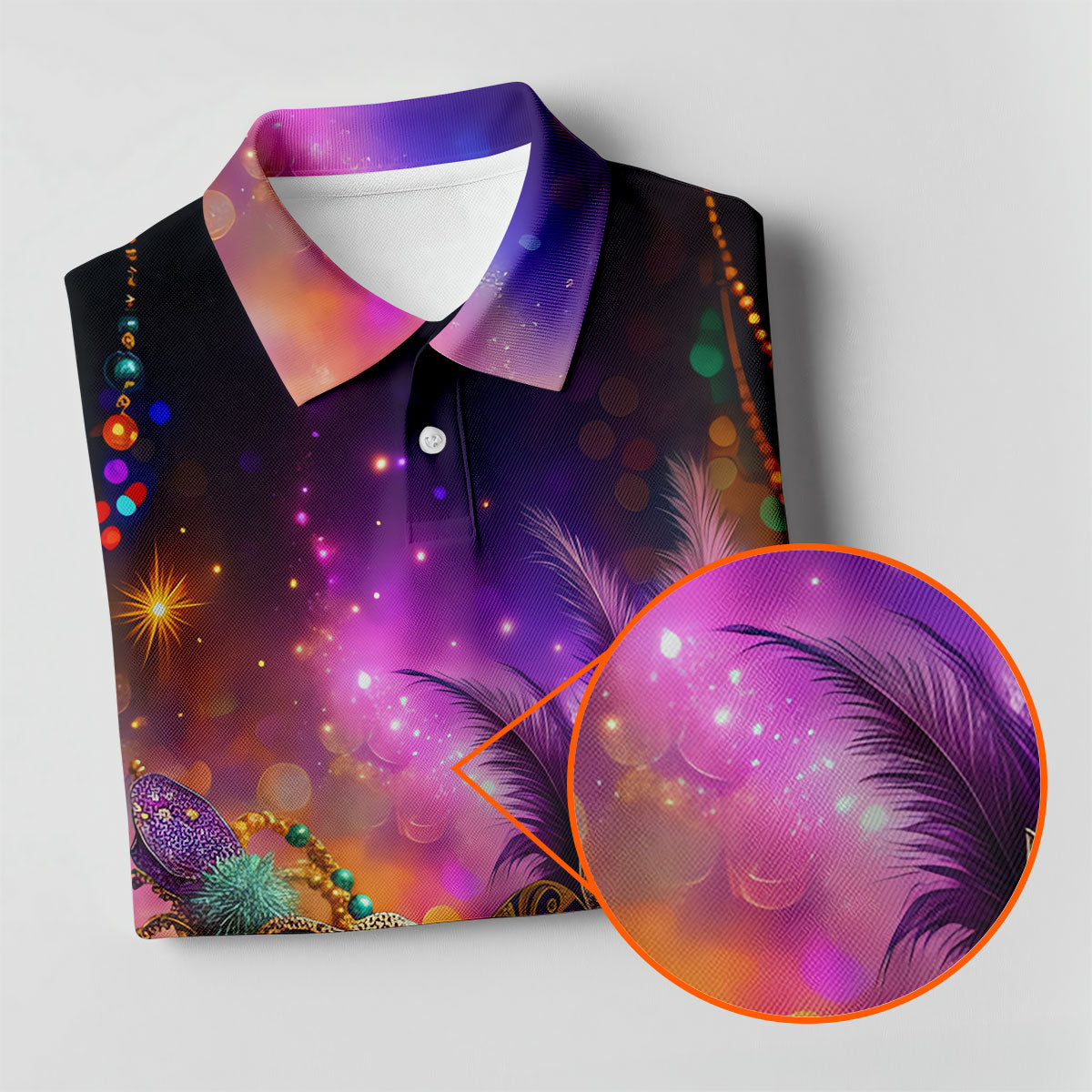 Carnival Mask Beads Chain Bokeh Effect Mardi Gras Golf Shirt, Polo ShirtFor Men, Golf Shirts For Men