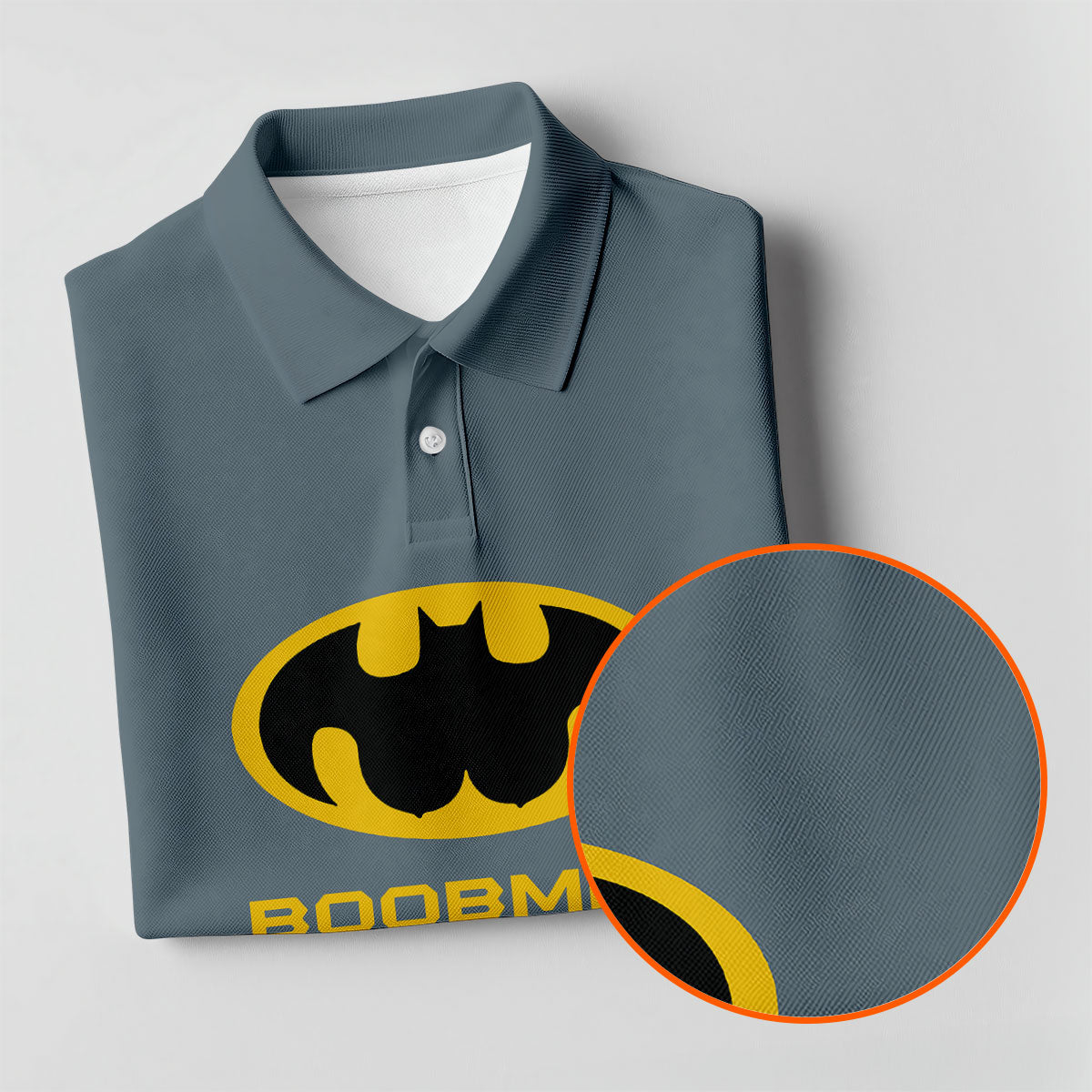 Boobman Comic Hero Logo Belt Golf Polo Shirt, Men's Polo Shirt, Funny Golf Apparel, Performance Golf Shirt
