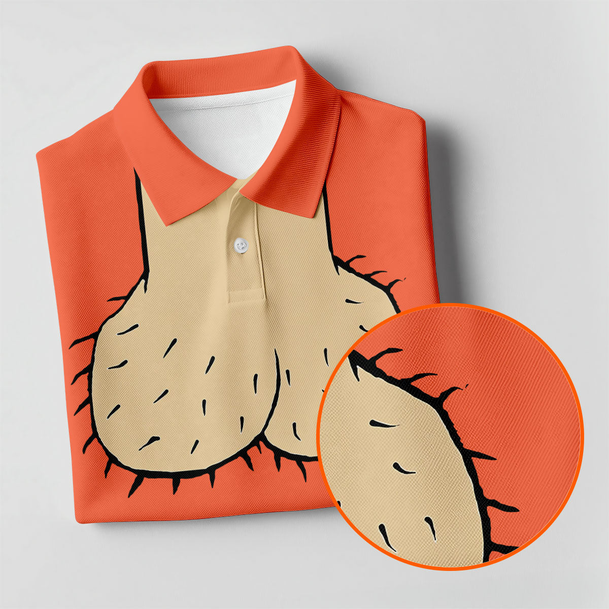 Orange Funny Dickhead Faux Chest Golf Shirt, Golf Shirts For Men, Mens Golf Apparel