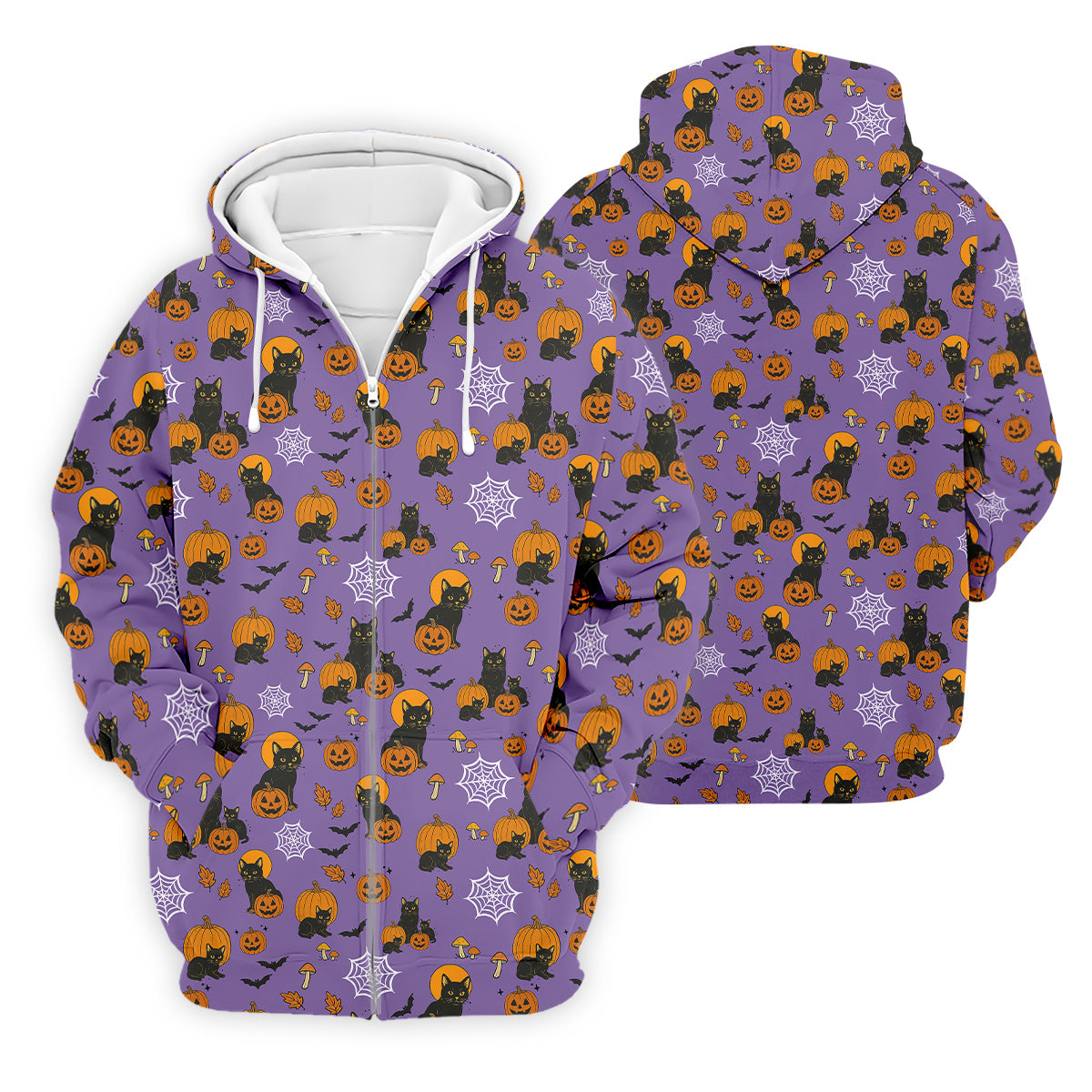 Halloween Cat Pumpkin Purple Golf Shirt, Golf Hoodie, Golf Gift For Men, Golfing Apparel