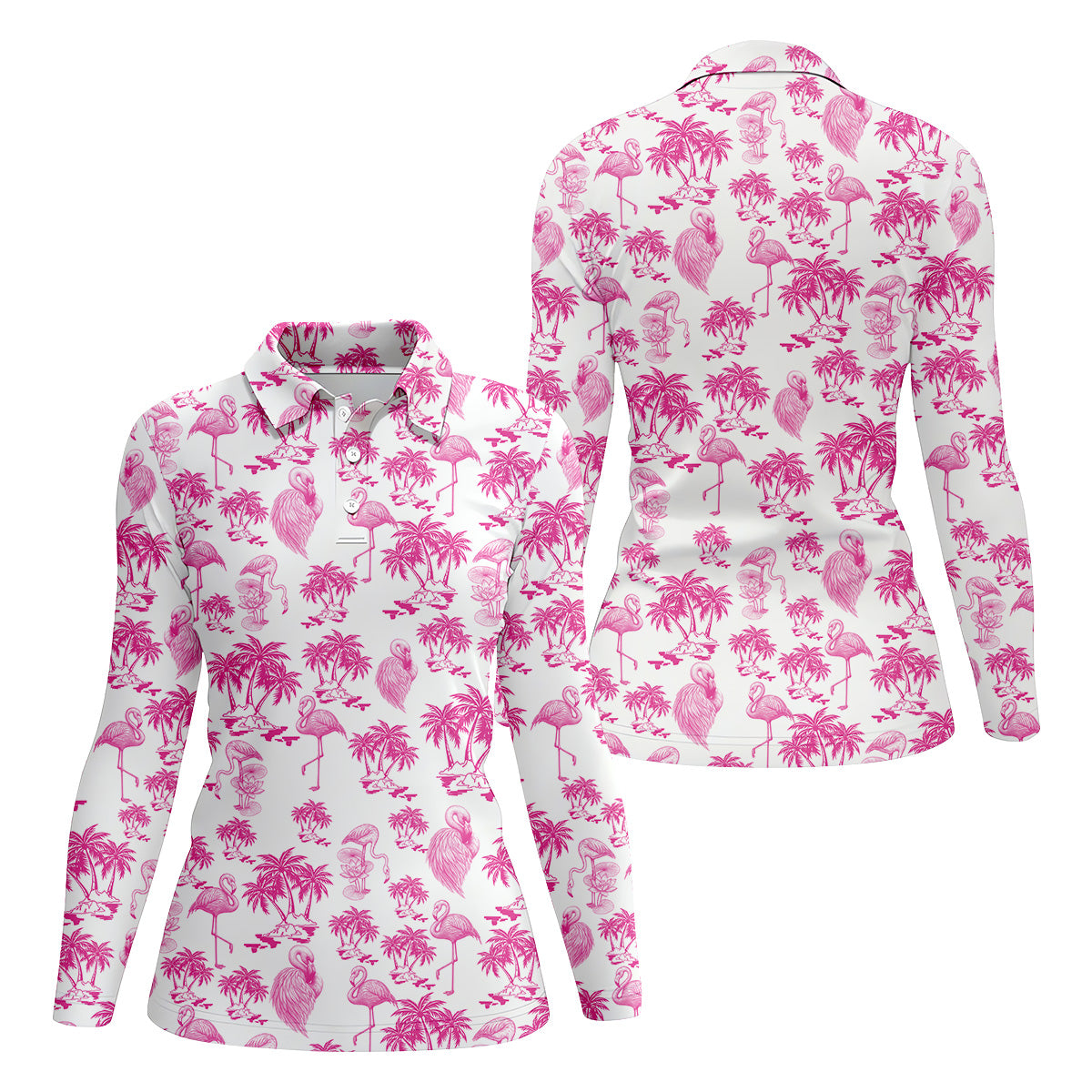 Flamingo Coconut Funny Womens Golf Polo ShirtLadies Golf Clothes, Custom Ladies Golf Shirt