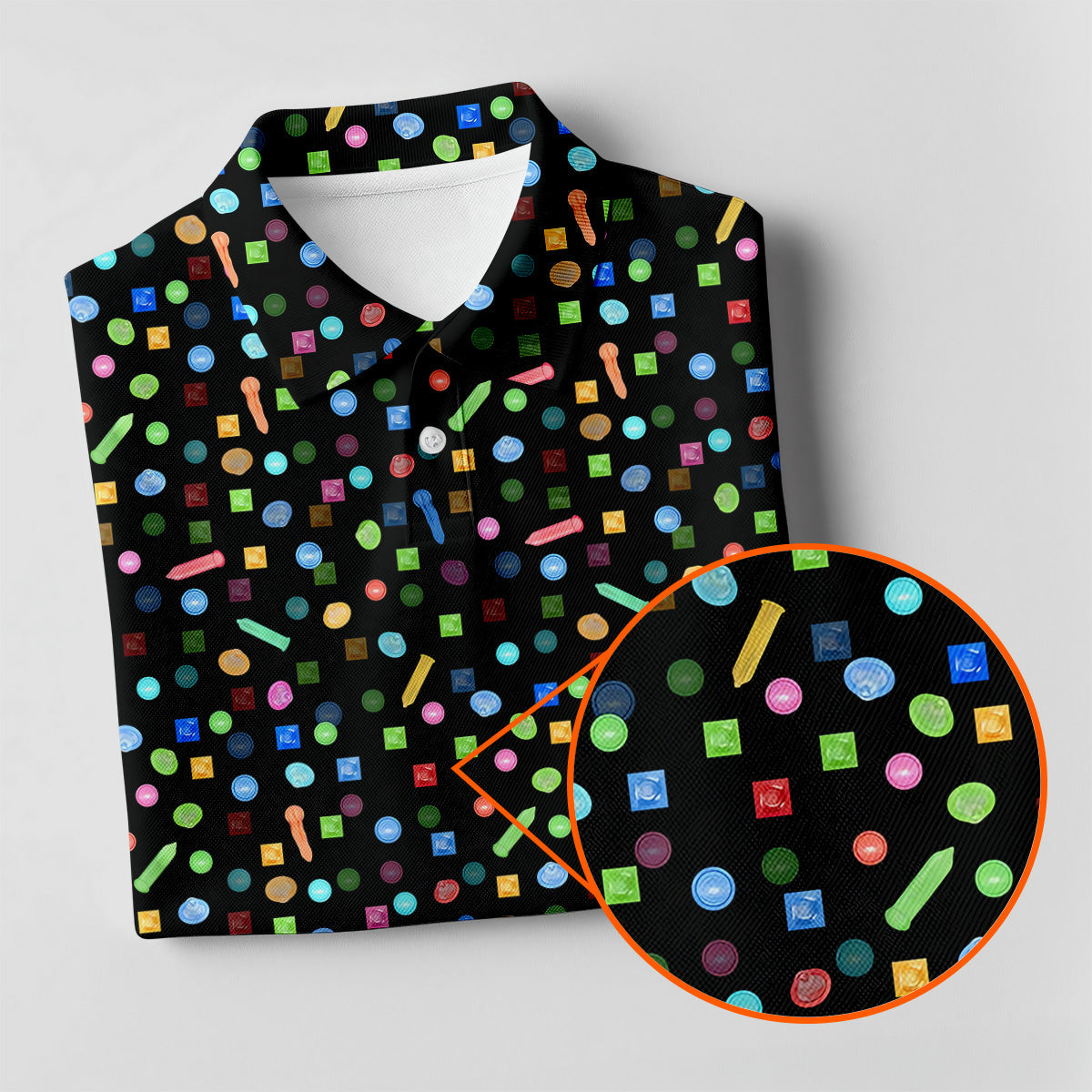 Colored Condoms Funny Style Black Golf Shirt, Women's Golf Tops, Valentines Golf Gift, Golf Gift For Ladies