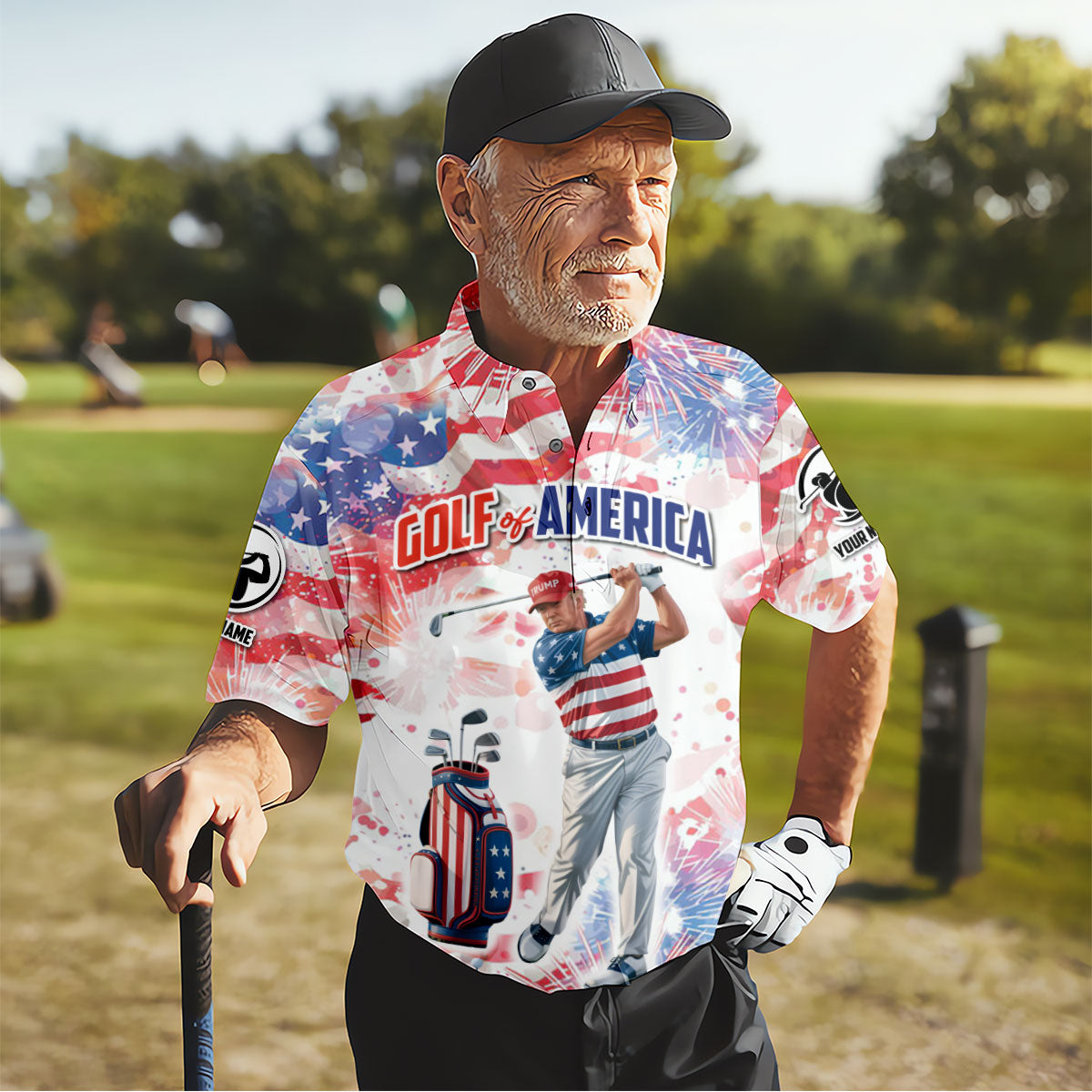 Golf Of America Men Golf Polo, Mens Patriotic Golf Shirts, Patriotic Golf Polo Shirt Golf Shirt For Men