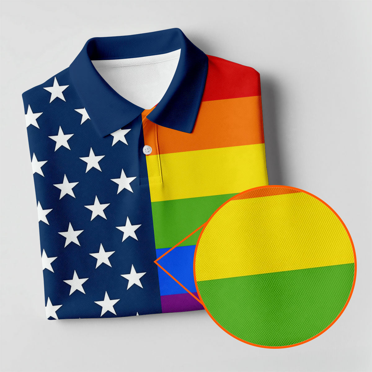 Gay Pride American Flag Golf Tops For Men, Pride Month Golf Shirts For Men