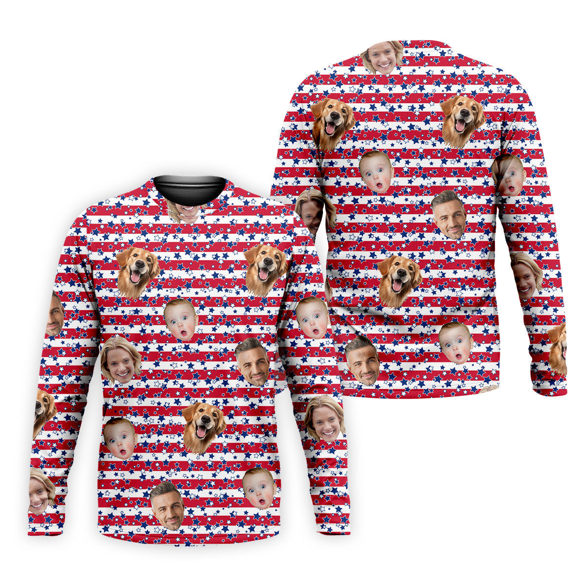 American Flag Golf Shirts, Custom Shirts With Faces, Men's Golf Polo ShirtMen's 4th Of July Shirts