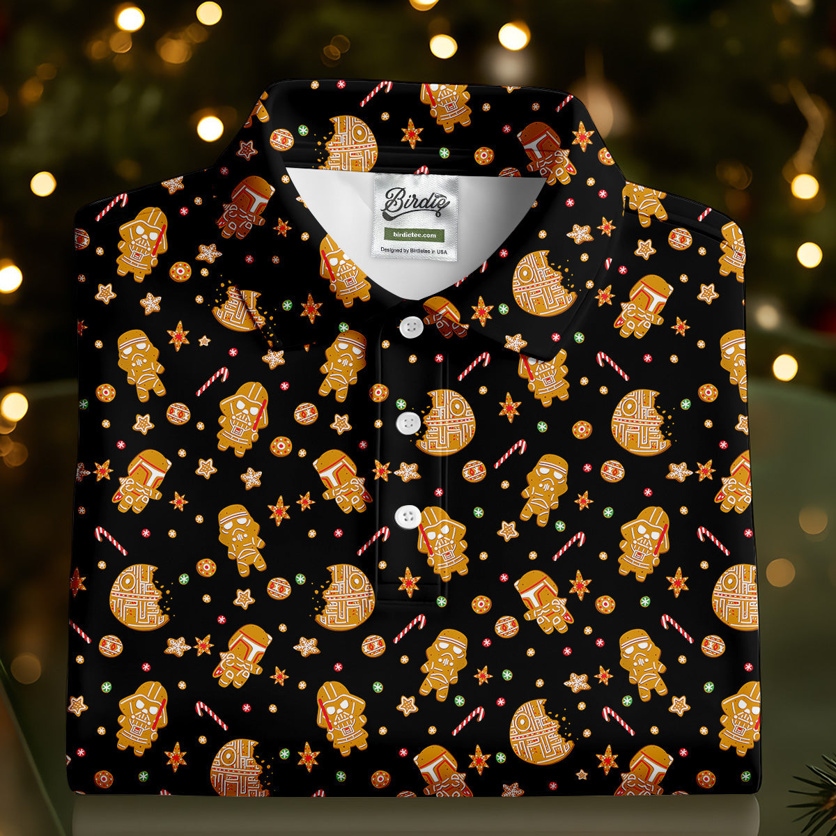 Funny Gingerbread Galaxy Character Golf Tops For Men, Christmas Golf Shirt, Polo ShirtFor Men