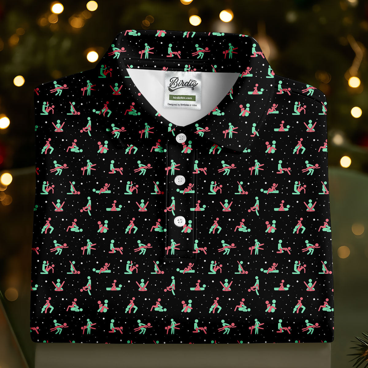 Naughty Couple Snow Pattern Christmas Golf Shirt, Fun Golf Shirts For Men, Golf Gift For Him, Polo ShirtFor Men