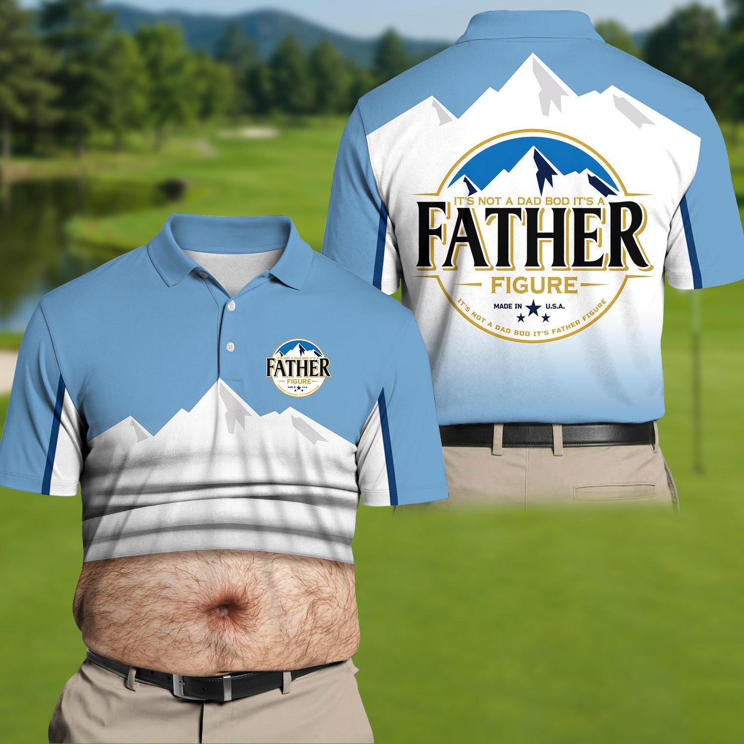 It's Not A Dad Bod It's A Father Figure Men's Funny Golf Polo Shirther's Day Golf Shirt, Golf Gift For Dad
