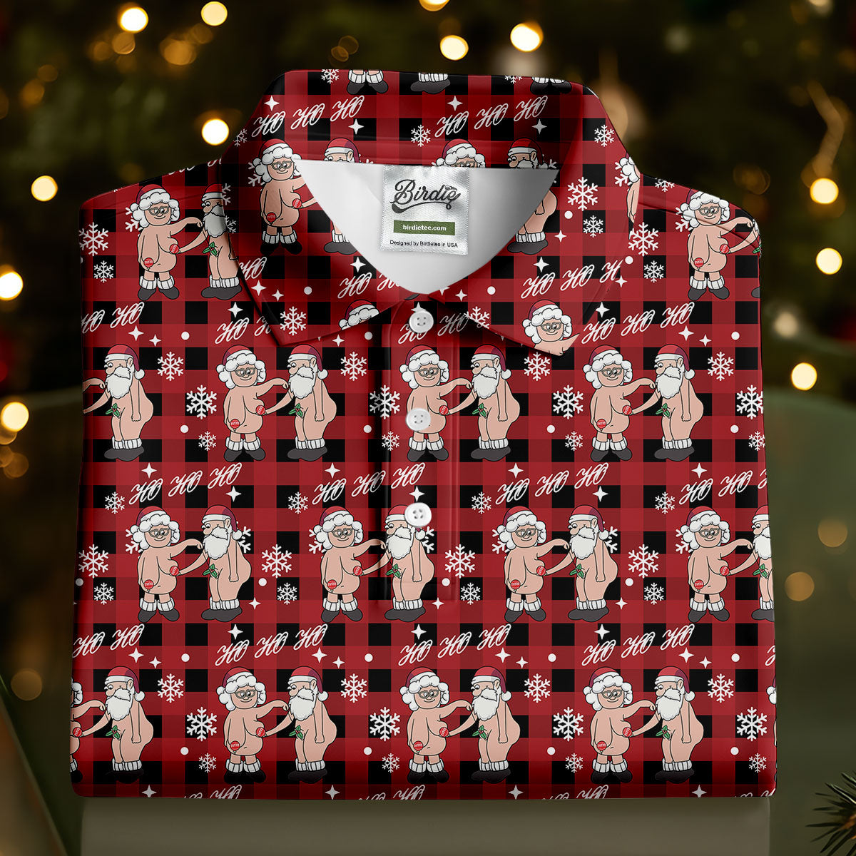 Ho Ho Ho Naughty Couple Funny Santa Christmas Golf Shirt, Fun Golf Shirts For Men, Polo Shirtor Men