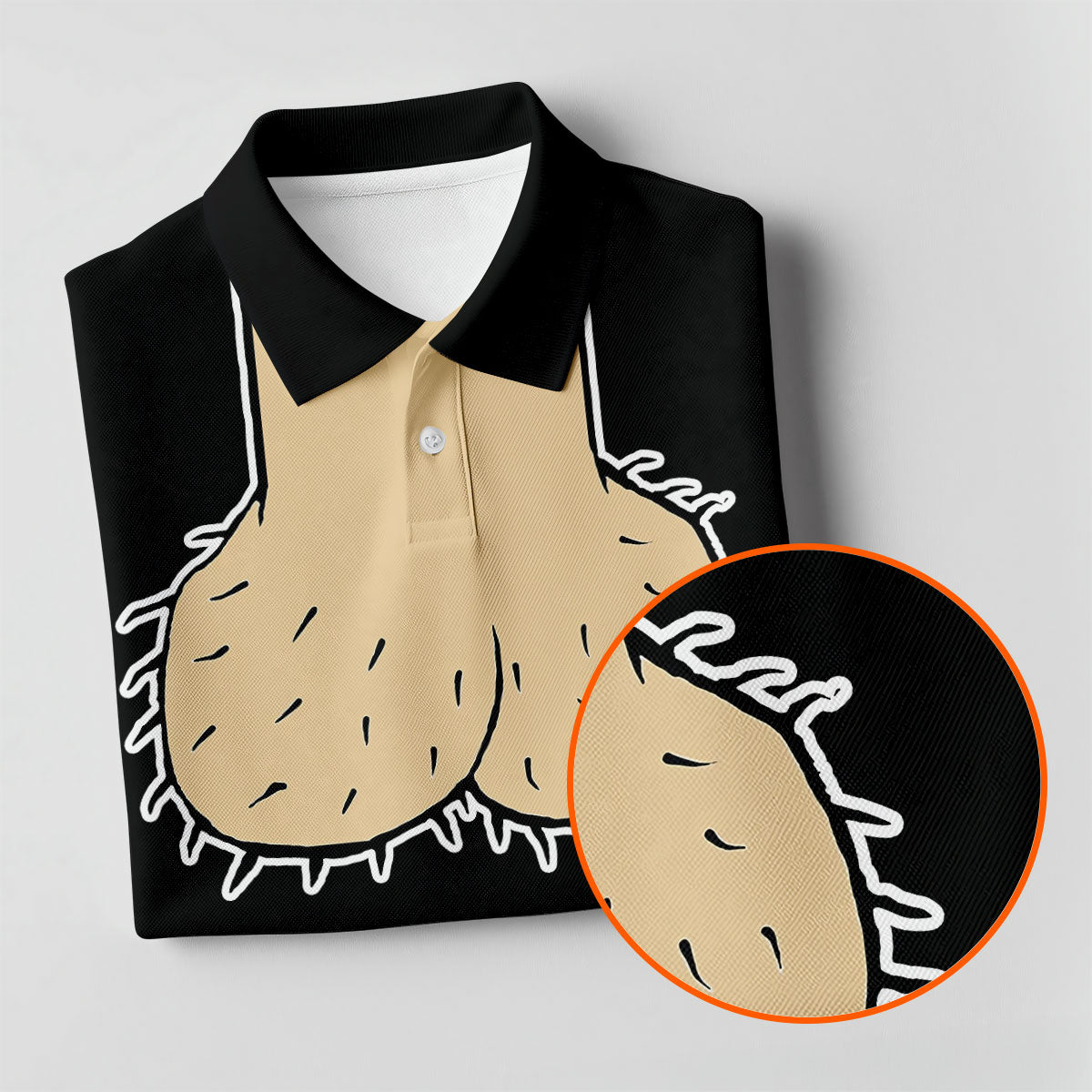 Black Funny Dickhead Faux Chest Golf Shirt, Men's Golf Shirt, Polo Shirts For Men