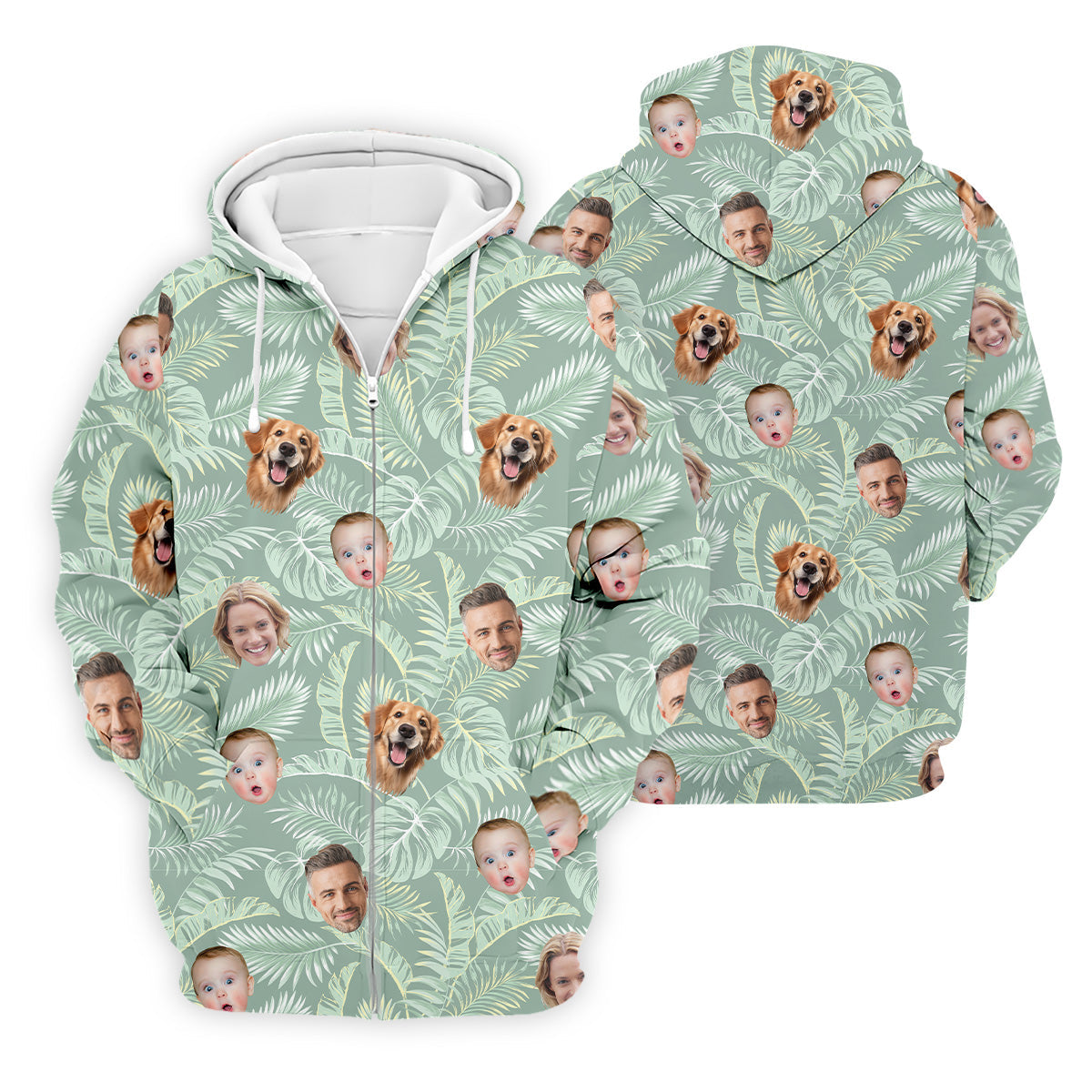 Tropical Leaf Pattern Mens Hawaiian Golf Shirts, Custom Team Shirt, Green Polo ShirtBest Gifts For Men Golfers