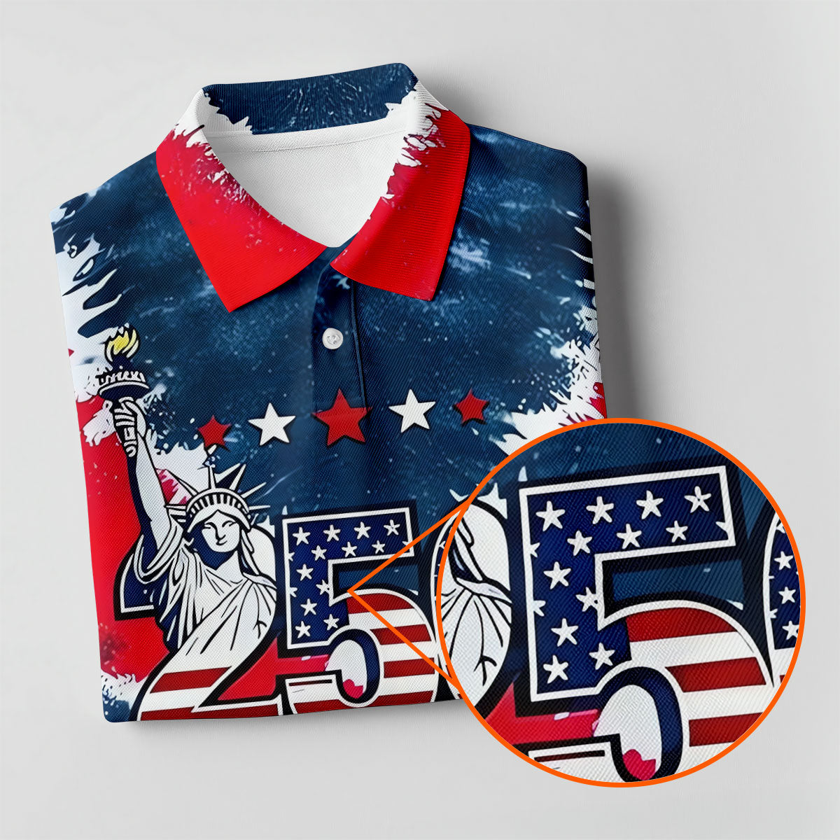 250th Anniversary Red White Blue Tie Dye Print Patriotic Golf Shirt, 4th Of July Golf Shirts For Men