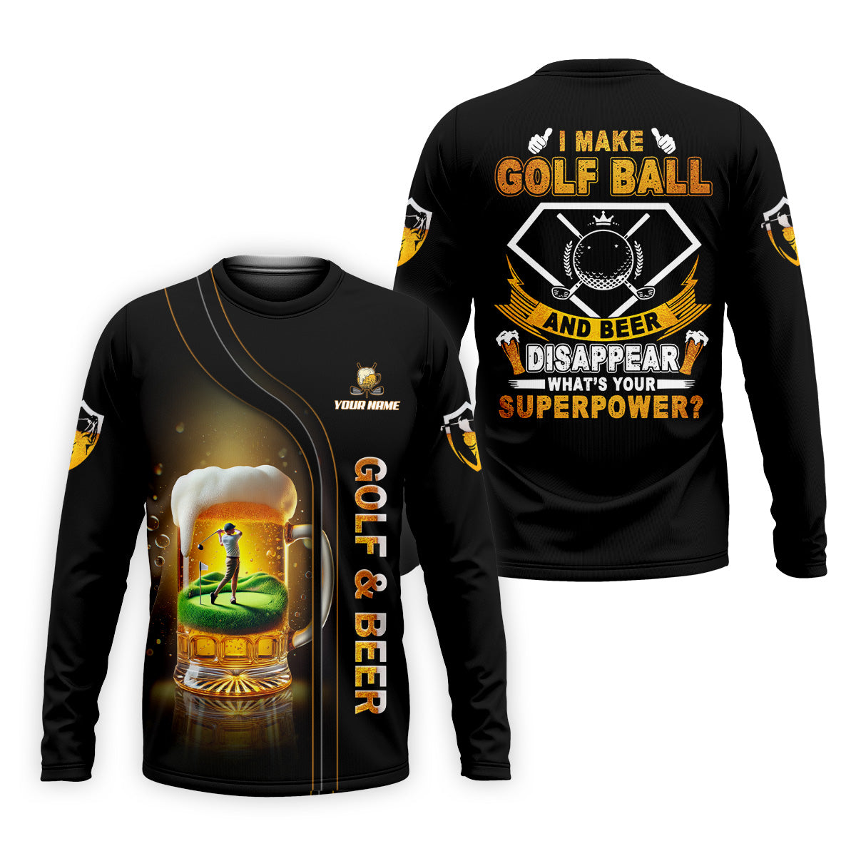 I Make Golf Ball And Beer Custom Men's Golf Polo ShirtFunny Golf Shirt, Dad Golf Gift