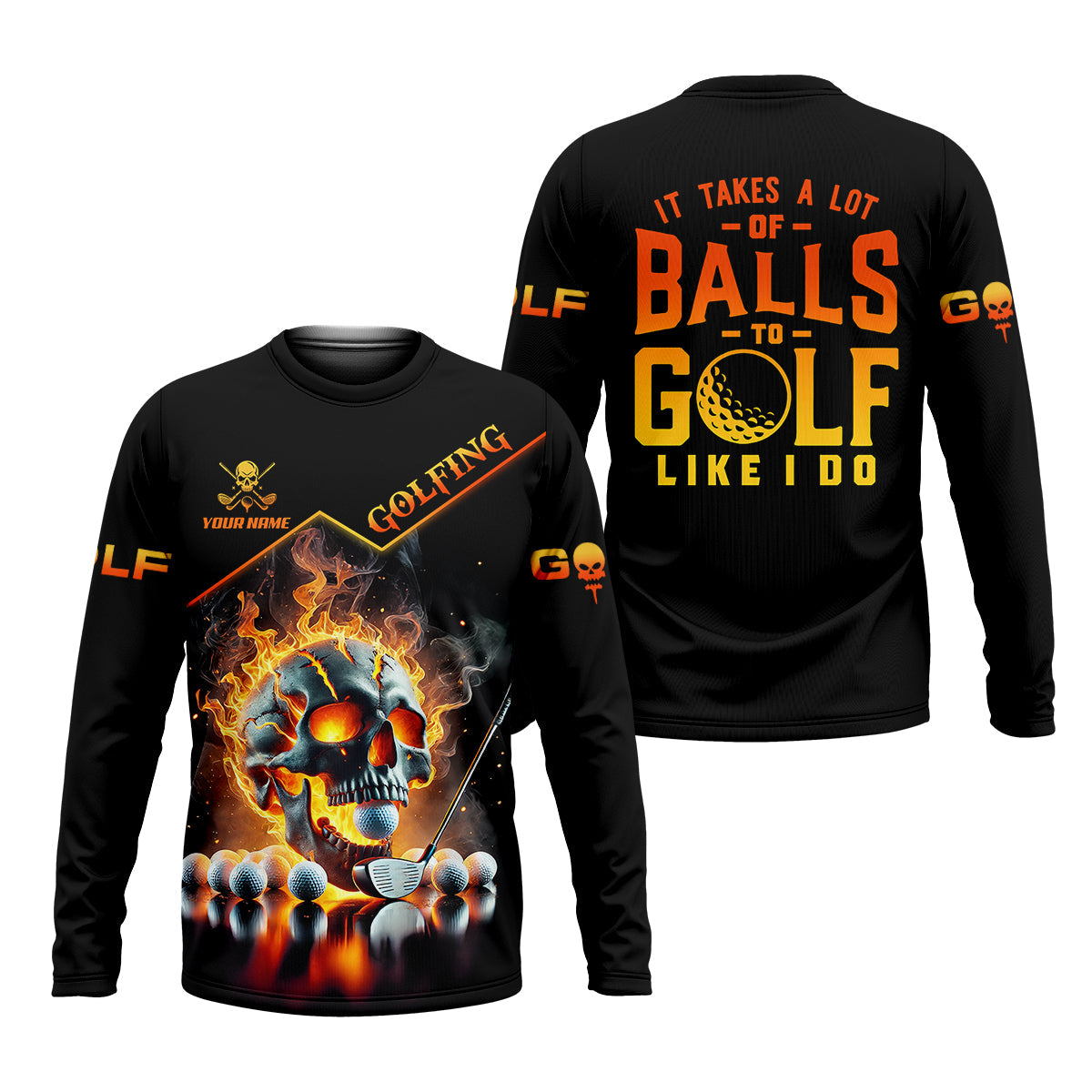 It Takes A Lot Of Balls To Golf Like I Do Custom Men's Golf Polo ShirtSkull Golf Shirt, Funny Golf Shirt