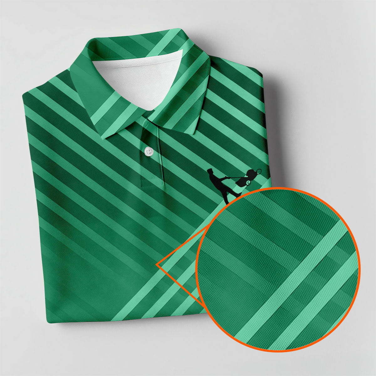 Green And White Striped Pattern Golf Tops For Men, Performance Golf Shirt, Polo Shirt Men