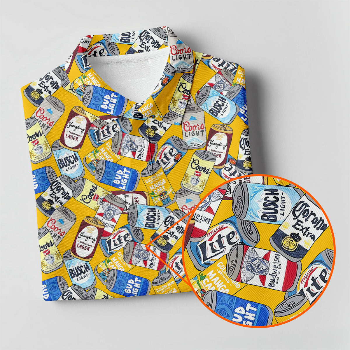American Beer Cans Yellow Golf Shirt, Golf And Beer Polo ShirtFor Men, Golf Shirts For Men
