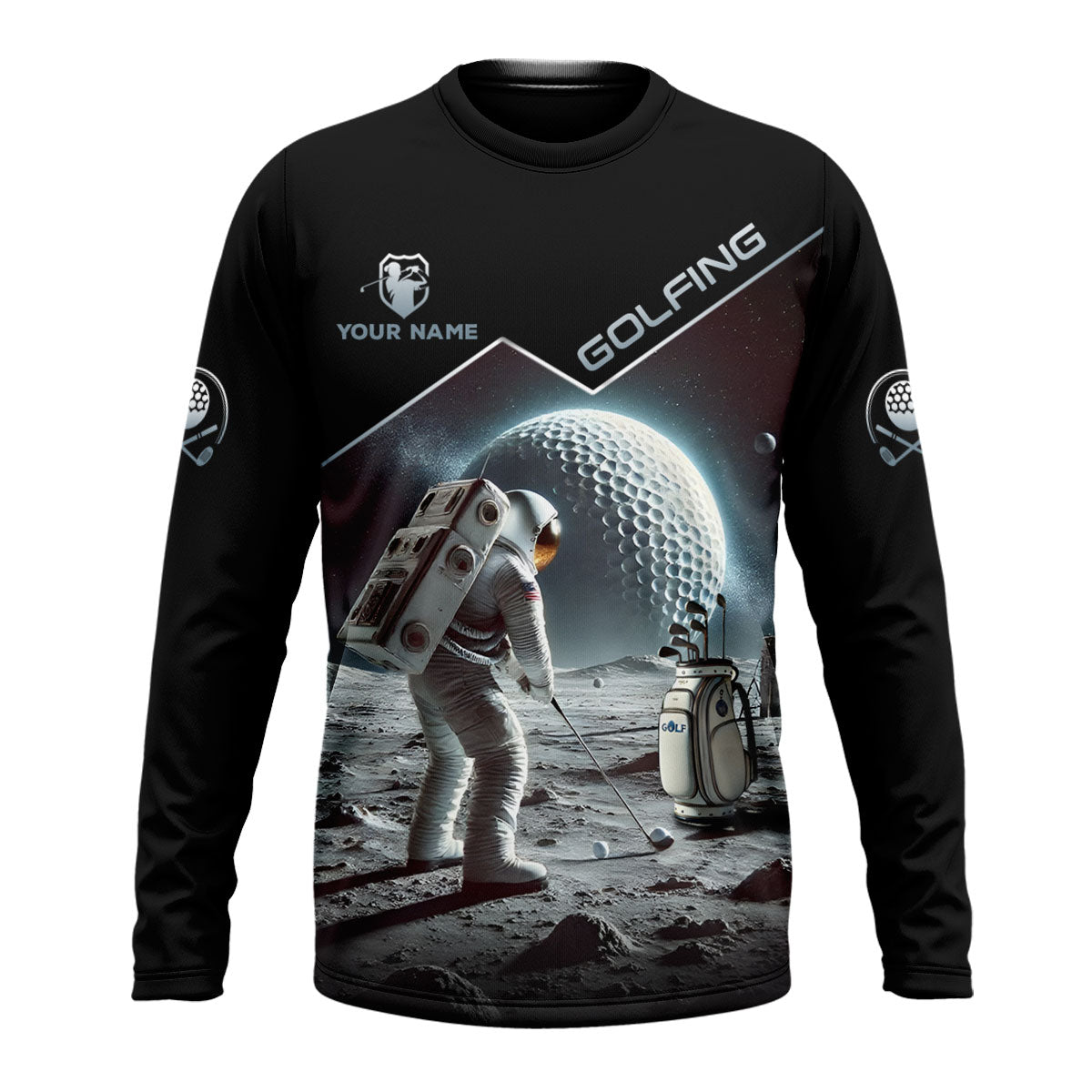 Outer Space Personalized Funny Men's Golf Polo ShirtChristmas Golf Gift