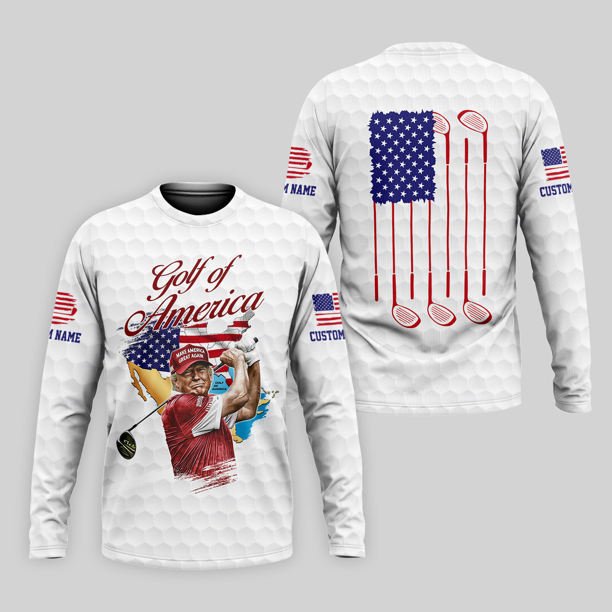 Golf Of America Custom Men's Golf Polo ShirtFunny Golf Shirt, America 250 Anniversary Shirt, 4th Of July Golf Polo