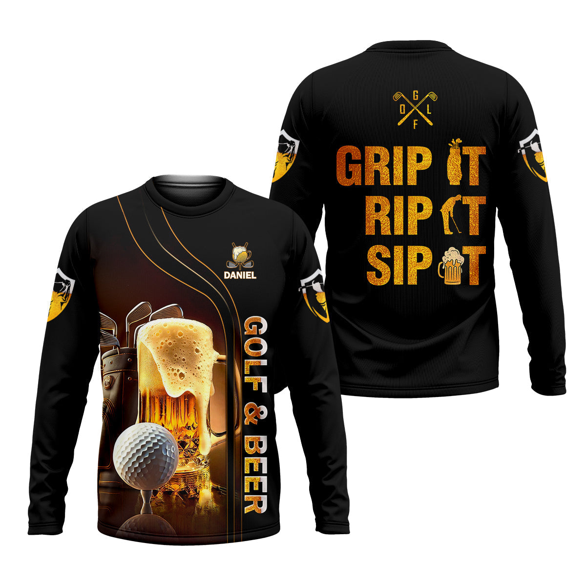 Grip It Rip It Sip It Golf Beer Shirt, Fun Golf Shirts For Men, Funny Golf Polo ShirtDad Golf Gifts