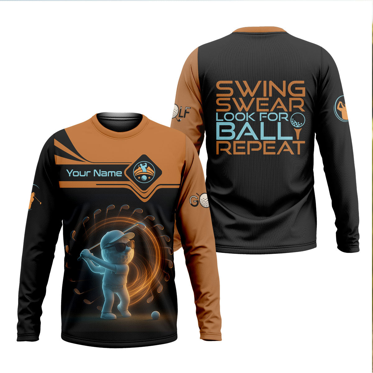 Swing Swear Look For Ball Repeat Shirt, Men's Funny Graphic Golf Polo ShirtGifts For Golfing Dad