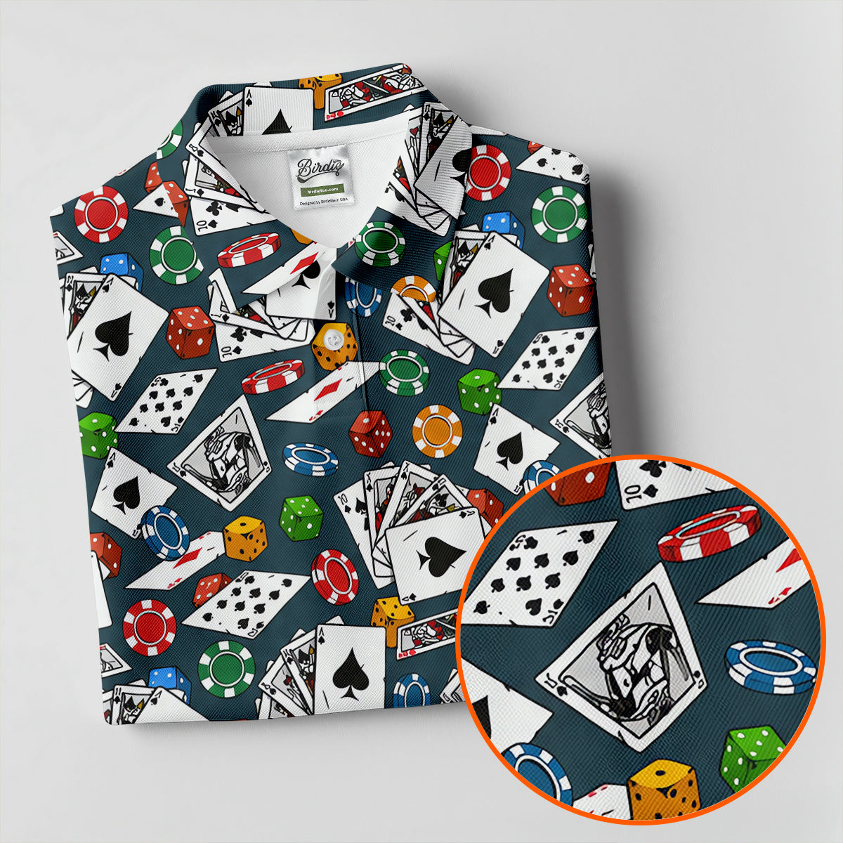 Poker Blackjack Hawaiian Golf Shirt, Playing Card Pattern Women's Golf Tops, Ladies Golf Shirts