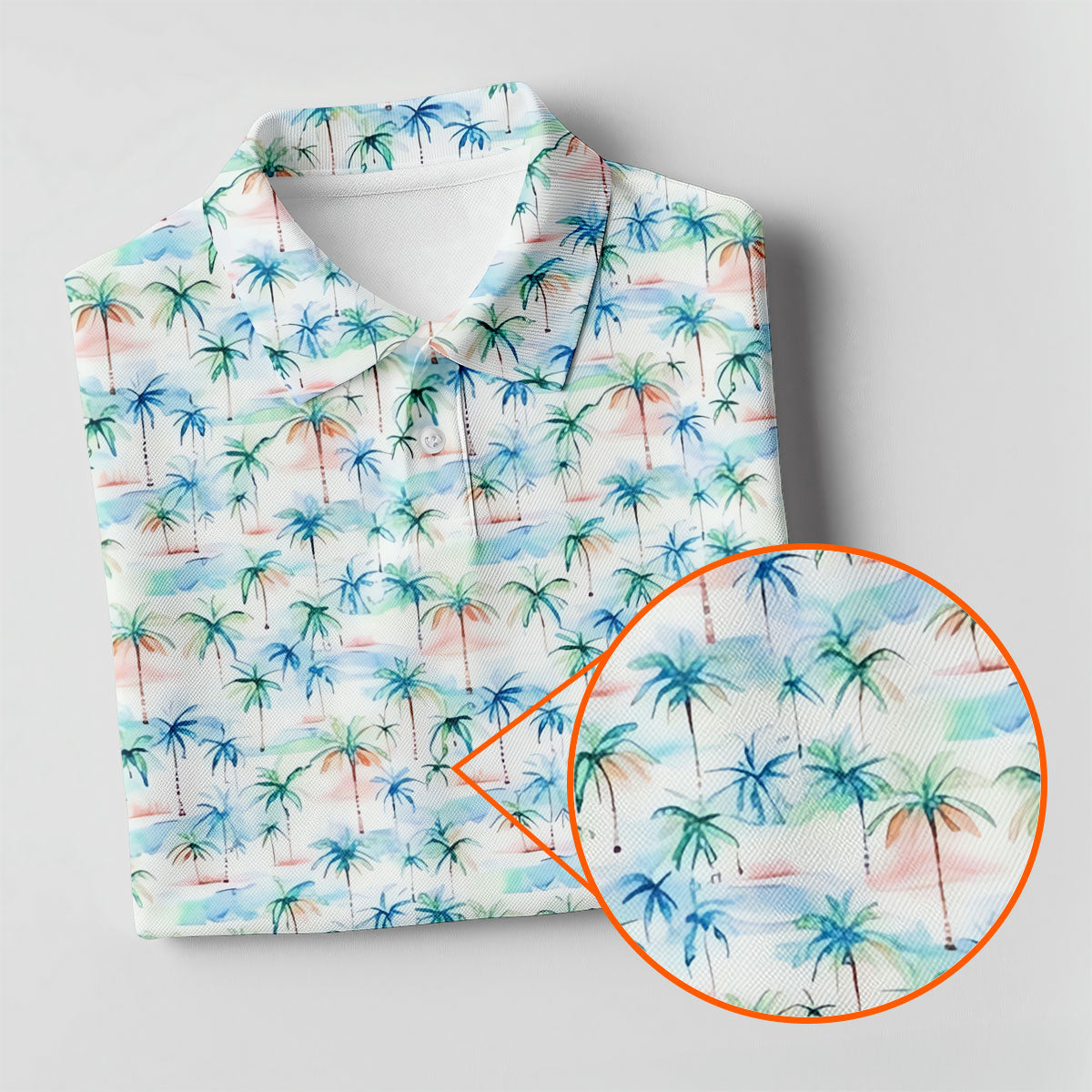 Watercolor Palm Tree Hawaiian Golf Shirt, Summer Vibe Men's Golf Shirt, Polo Shirts For Men