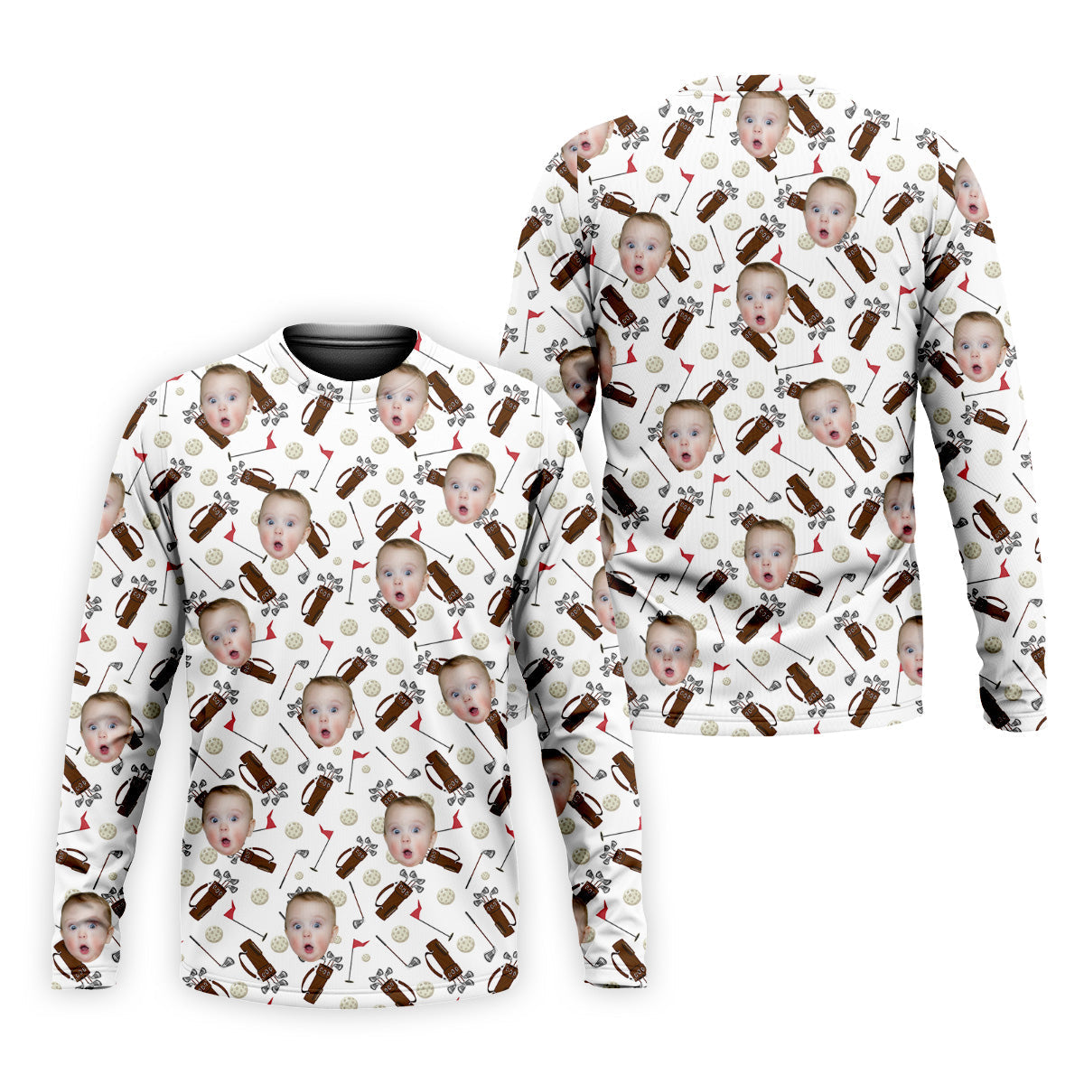 Custom Shirts With Faces, Funny Golf Polo ShirtGolf Gifts For Dad, Christmas Golf Gift