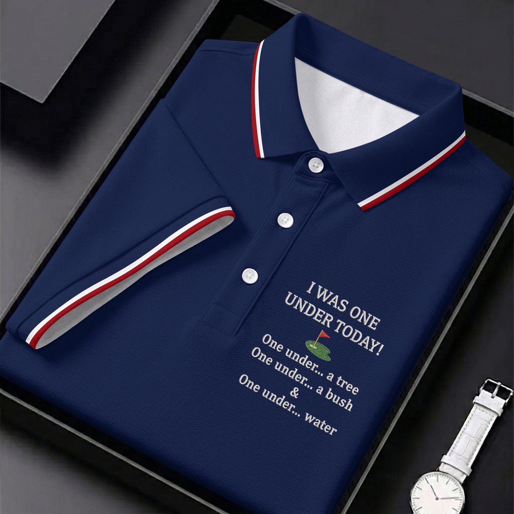 I Was One Under Today Navy Golf Shirt, Funny Golf Shirt, Golf Shirts For Men, Polo Shirtor Men