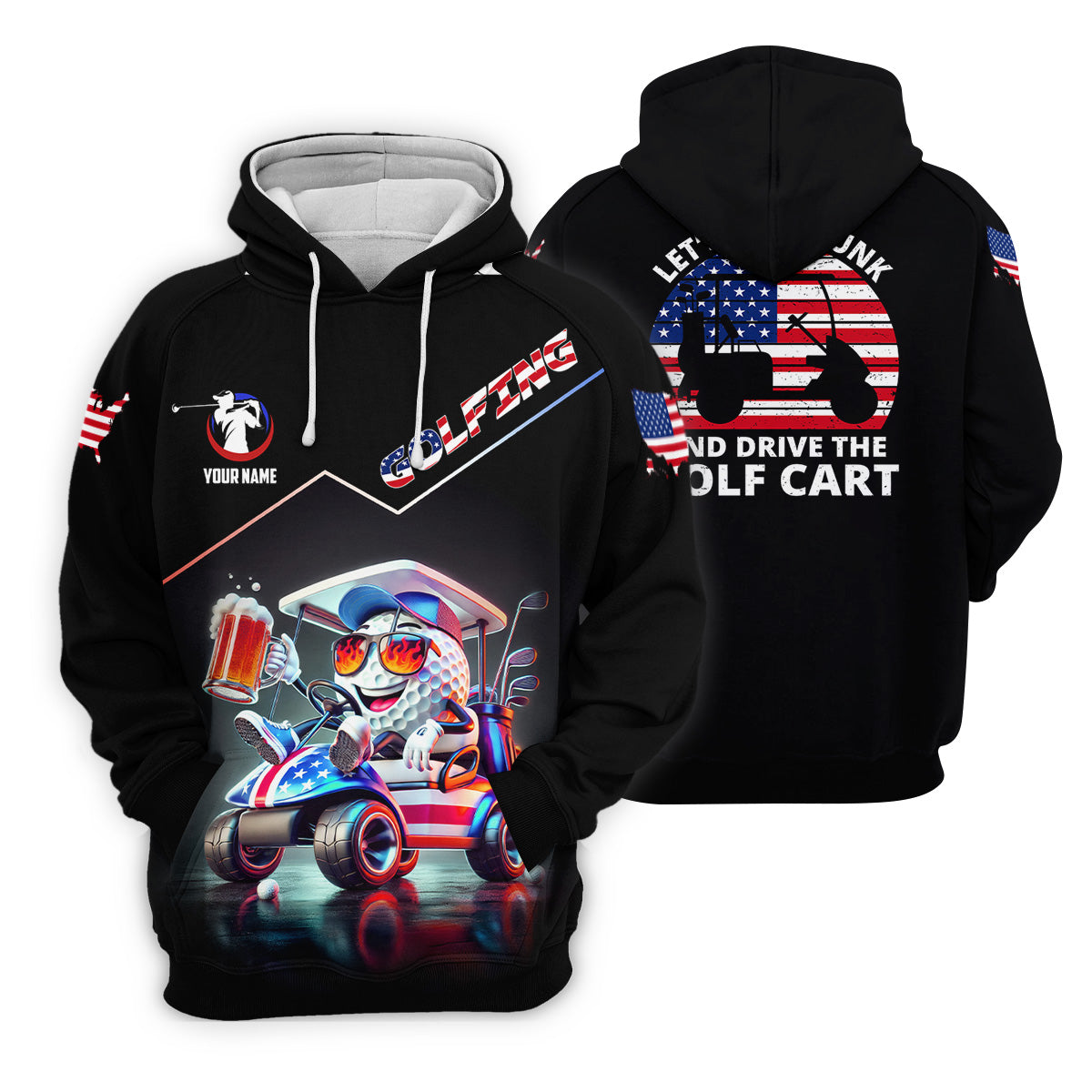 Let's Get Drunk And Drive The Golf Cart Custom Men's Golf Polo Shirtunny Golf Shirt, Dad Golf Gift