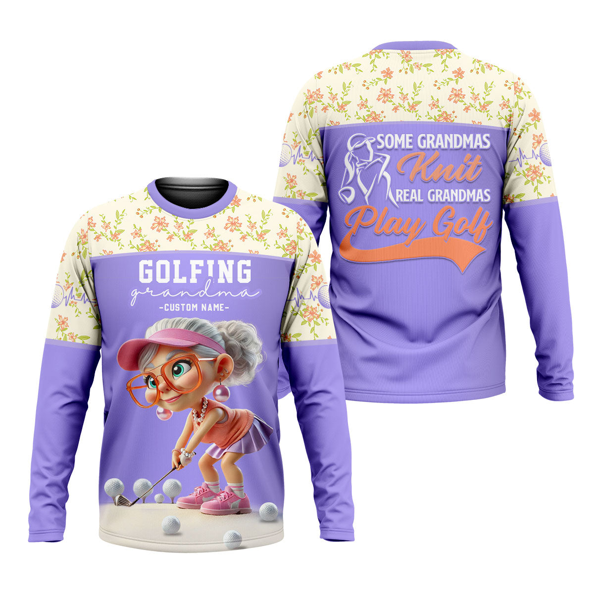 Some Grandmas Knit Real Grandmas Play Golf Custom Men's Golf Polo ShirtDad Golf Gift