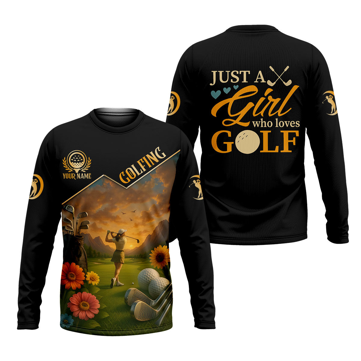Just A Girl Who Loves Goft Custom Womens Golf Polo ShirtLadies Golf Shirts, Womens Golf Clothes