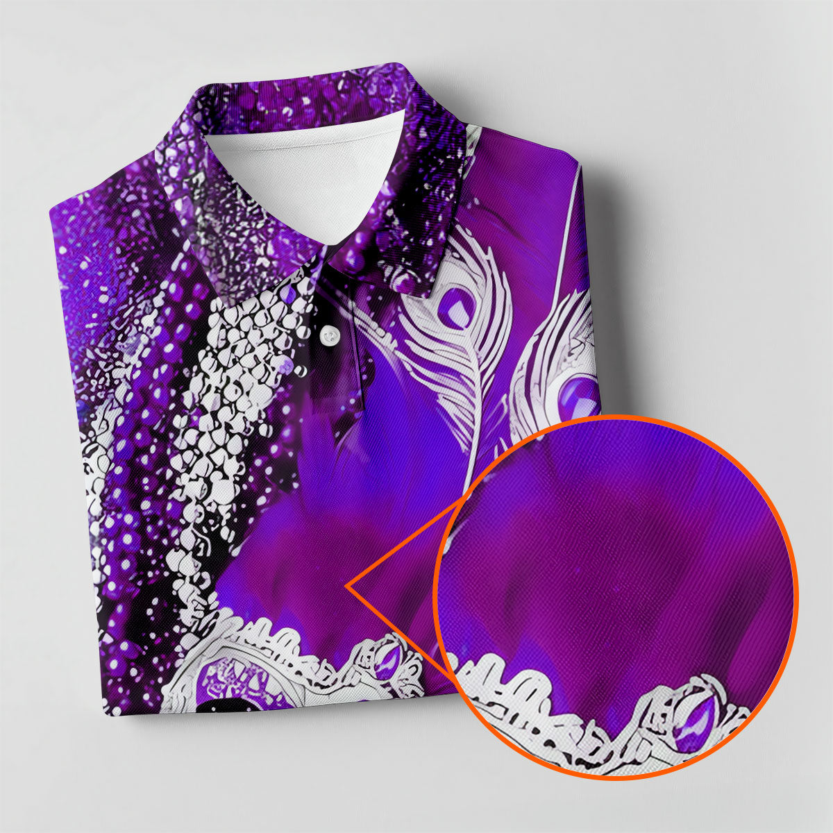 Mardi Gras Masquerade Mask Feather Beads Purple Golf Shirt, Polo ShirtFor Men, Golf Shirts For Men