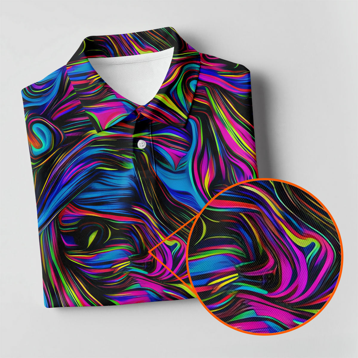 Vibrant Neon Liquid Marble Abstract Golf Shirt, Women’s Golf Tops, Women’s Golf Apparel