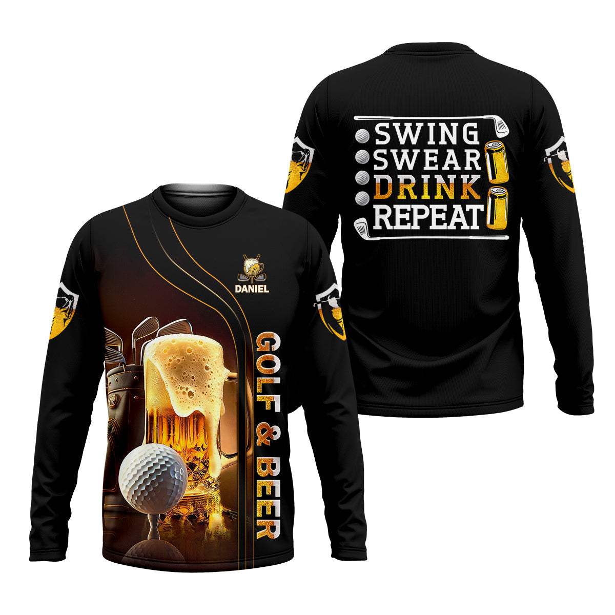 Swing Swear Drink Repeat Funny Golf Polo Shirtens Golf Gift, Golf Lover Gift