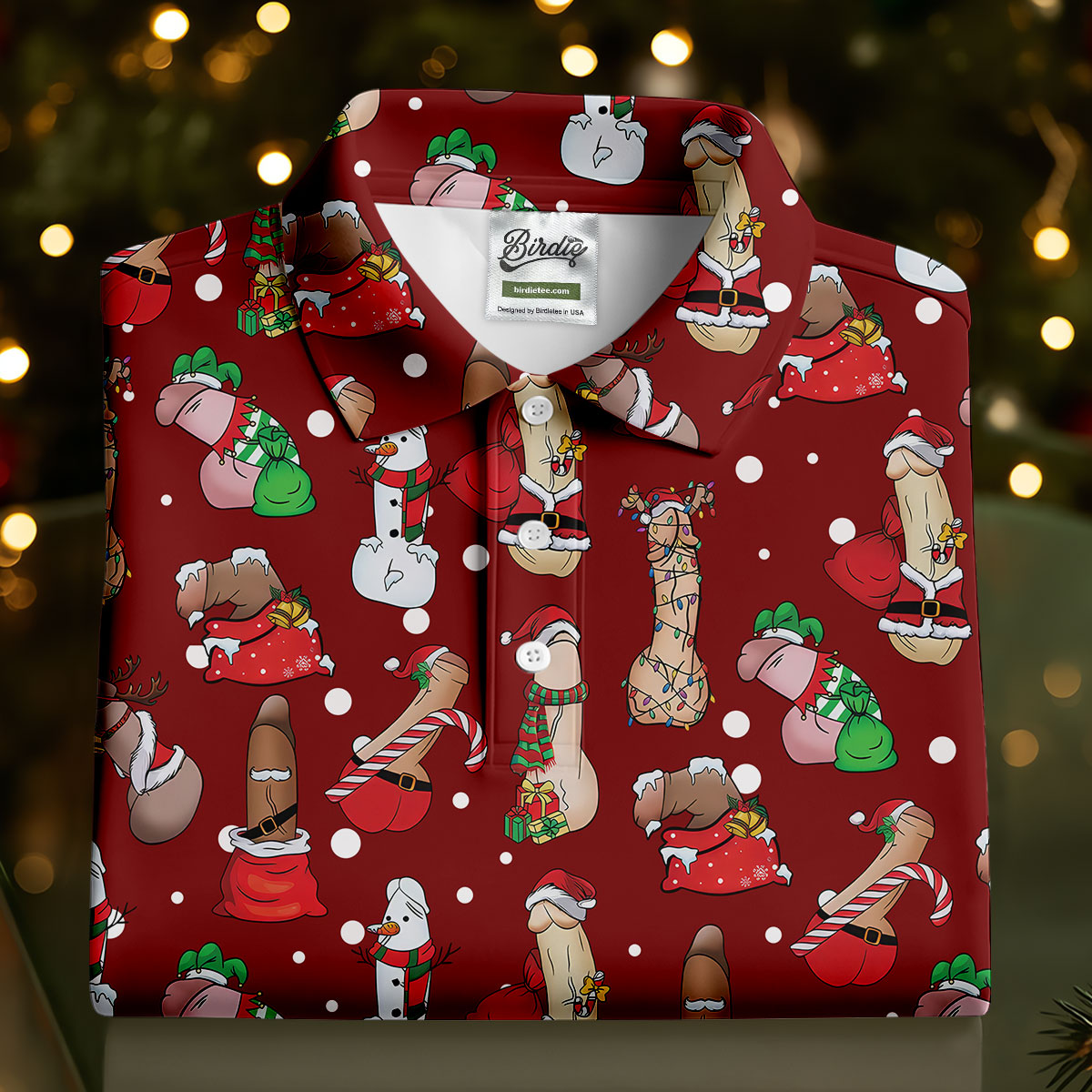 Naughty Santa Hat Christmas Polo Shirt Unique Gift For Golfer, Polo ShirtFor Men, Golf Gift For Men