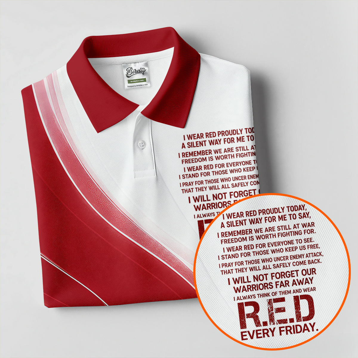 Red Friday Faith Cross Red White Gradient Patriotic Golf Shirt, 250 Years Polo Shirtor Men