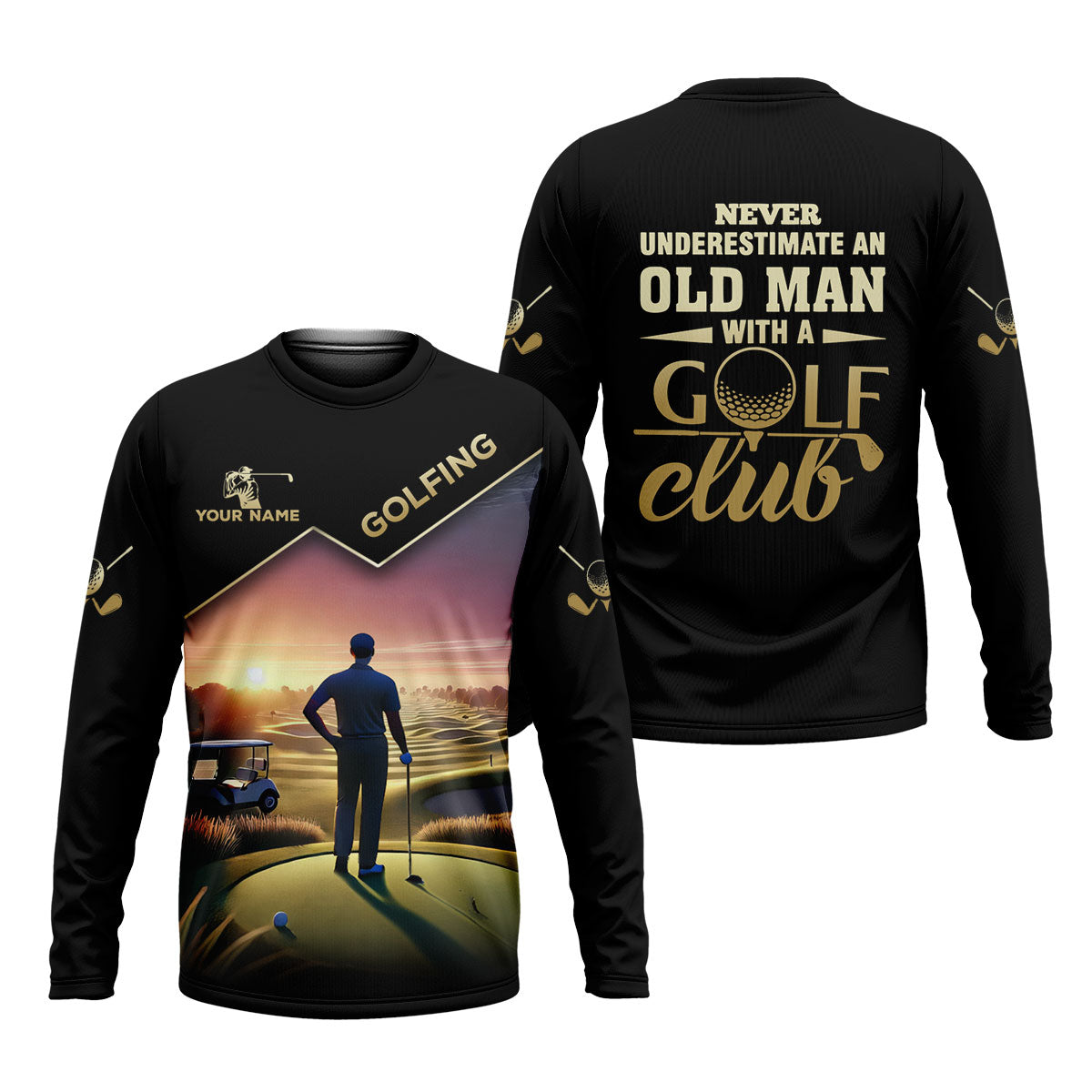 Never Underestimate An Old Man Personalized Men's Golf Polo ShirtChristmas Golf Gift